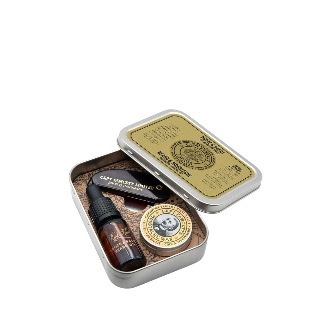 Captain Fawcett Beard & Moustache Survival Kit Booze & Baccy