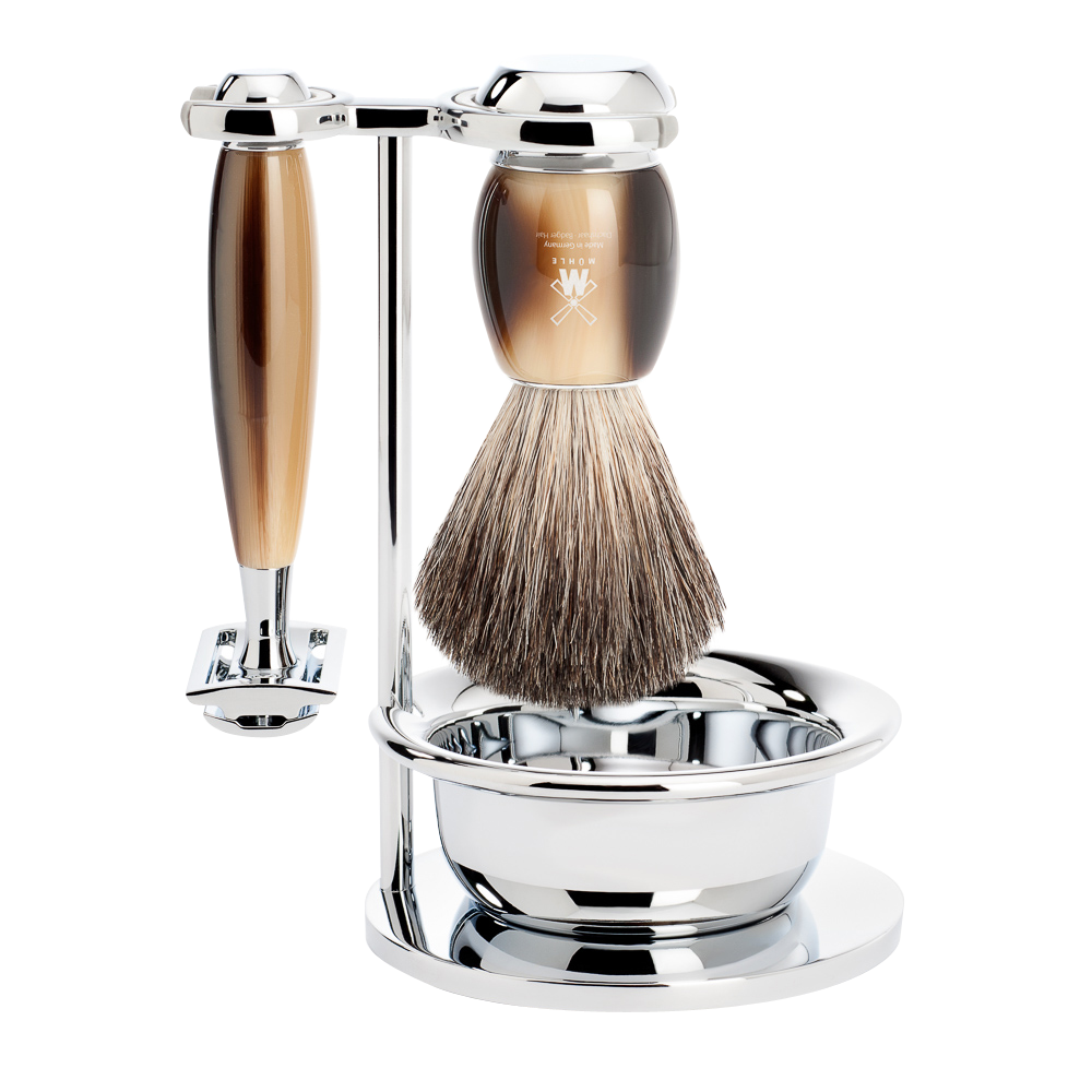 Mühle safety razor set horn brown